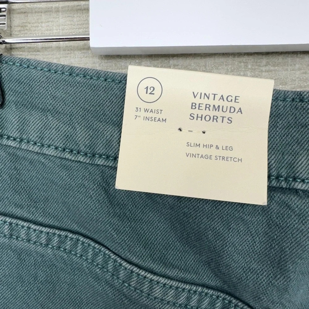 Universal Thread Shorts Womens 12 Teal Vintage Bermuda 7 Inseam‎ Raw Hem Stretch